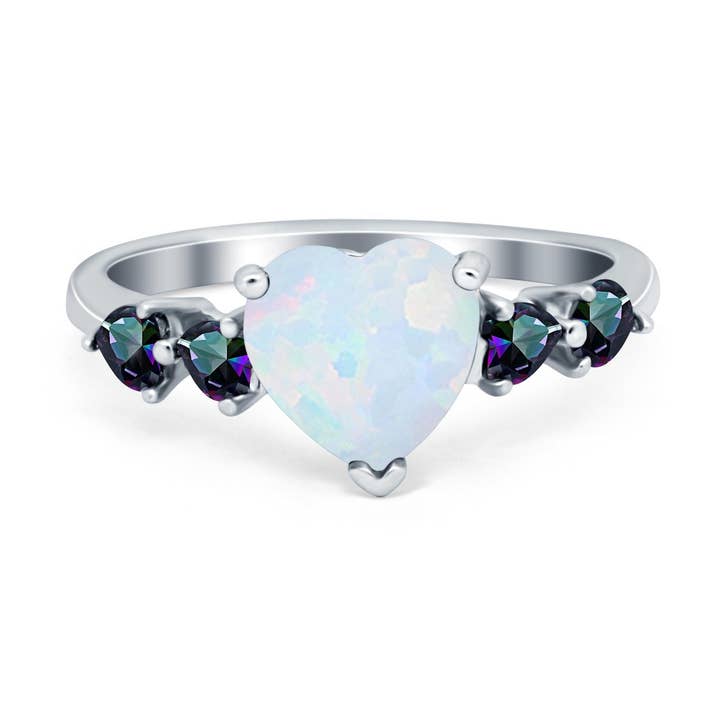 Heart Lab Created White Opal Promise Wedding Ring for wholesale by Blue Apple Imports