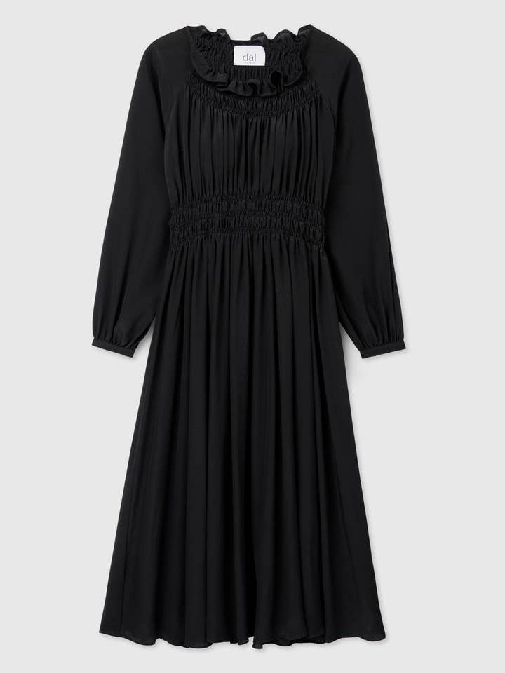 Signature Silk Shirred Midi Dress for wholesale by Dāl the Label