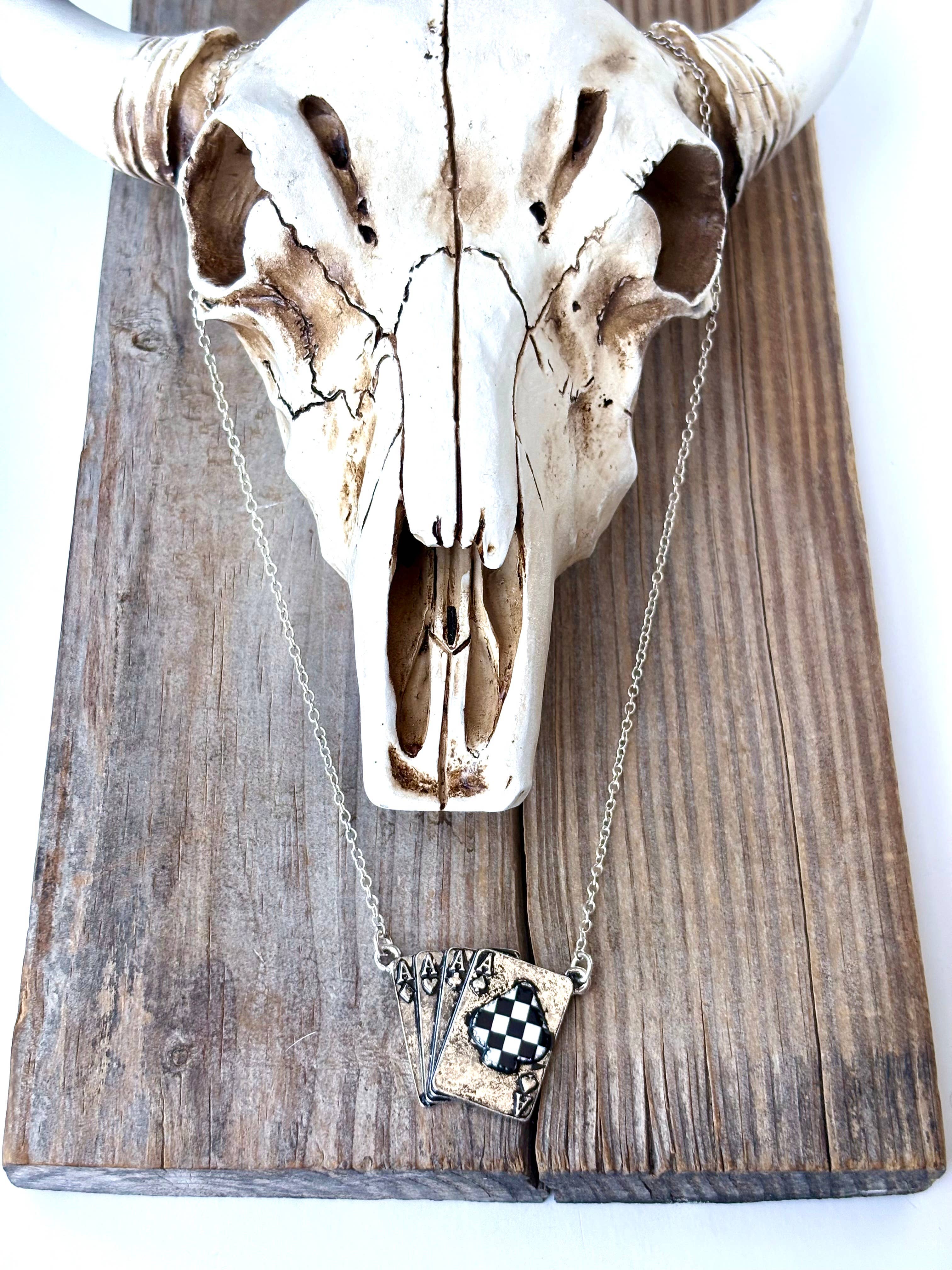 Boho Ranch Shop - Wholesale Pendant/Charm Necklace - Spade Ace Playing Card Stone Pendant Necklace2
