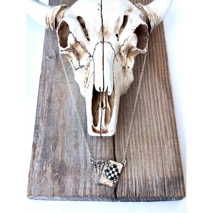 Boho Ranch Shop - Wholesale Pendant/Charm Necklace - Spade Ace Playing Card Stone Pendant Necklace2
