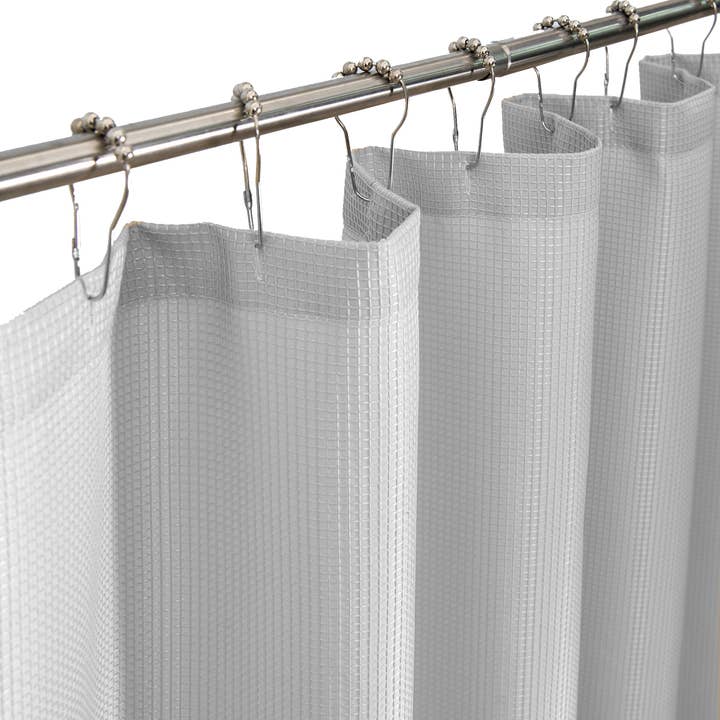 Dainty Home - Vente Rideaux de douche - Rideau de douche en tissu gaufré massif de la collection Hotel en argent1