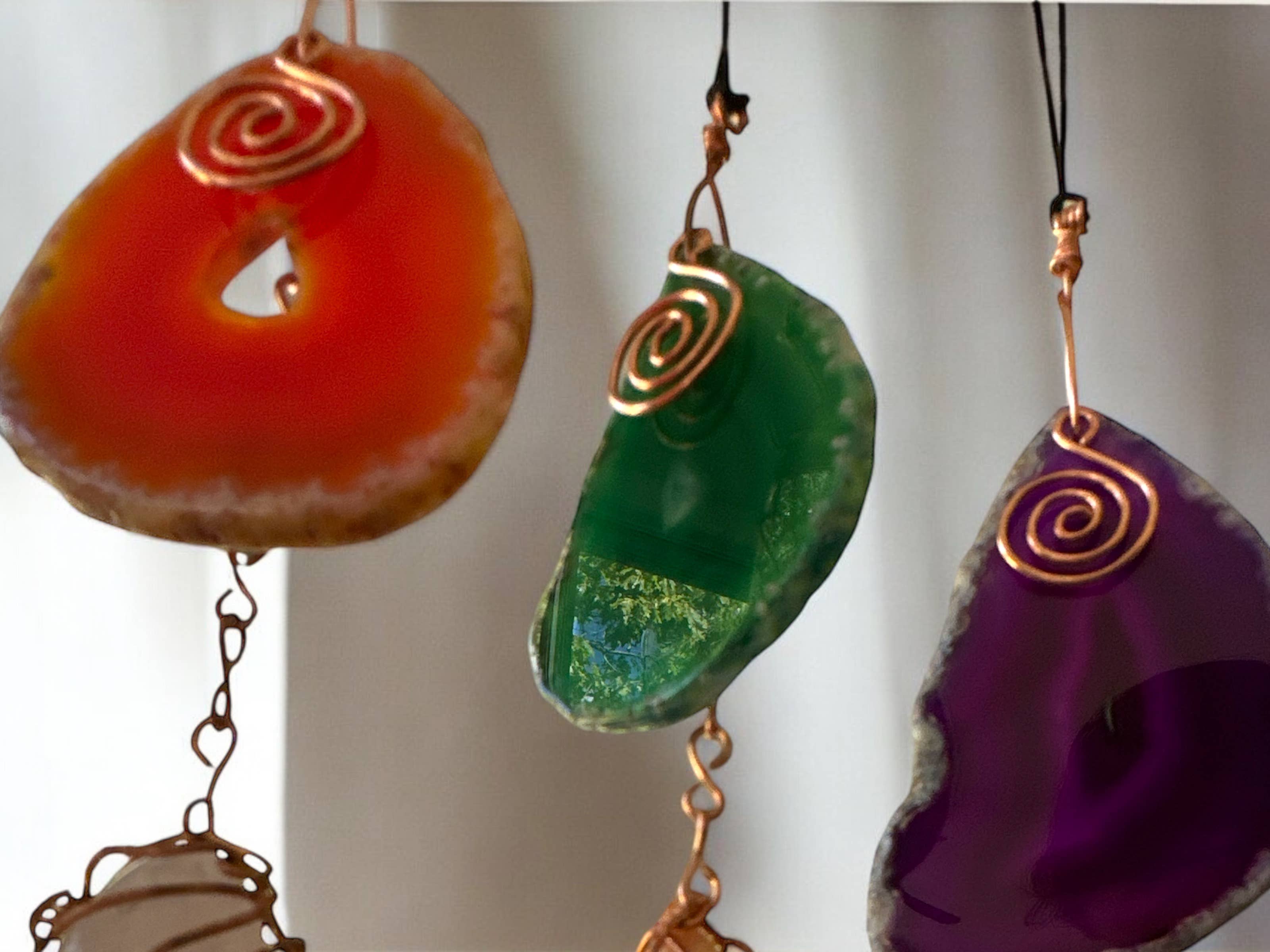 Well Fed Wolf L.L.C. - Wholesale Suncatcher - Handcrafted CopperWire-Wrapped Crystal Stone Window Hangings10