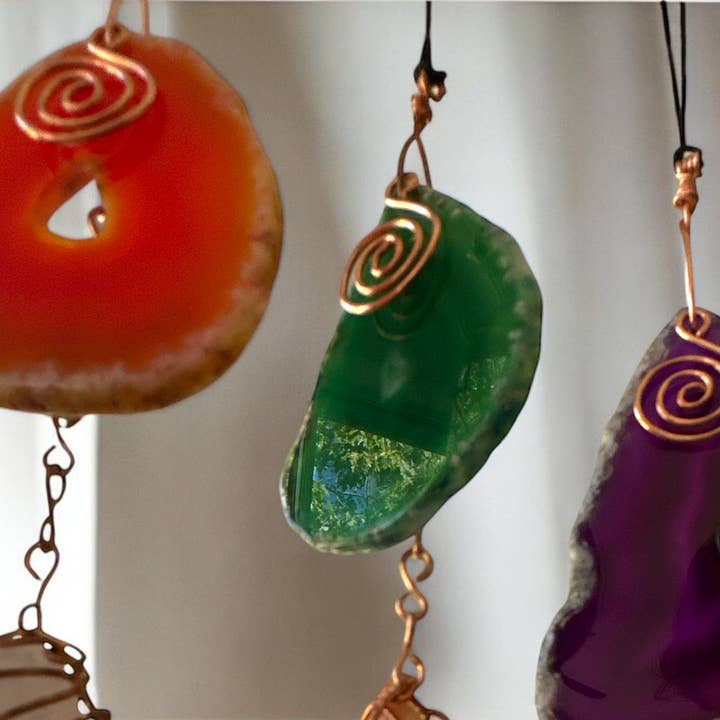 Well Fed Wolf L.L.C. - Wholesale Suncatcher - Handcrafted CopperWire-Wrapped Crystal Stone Window Hangings10