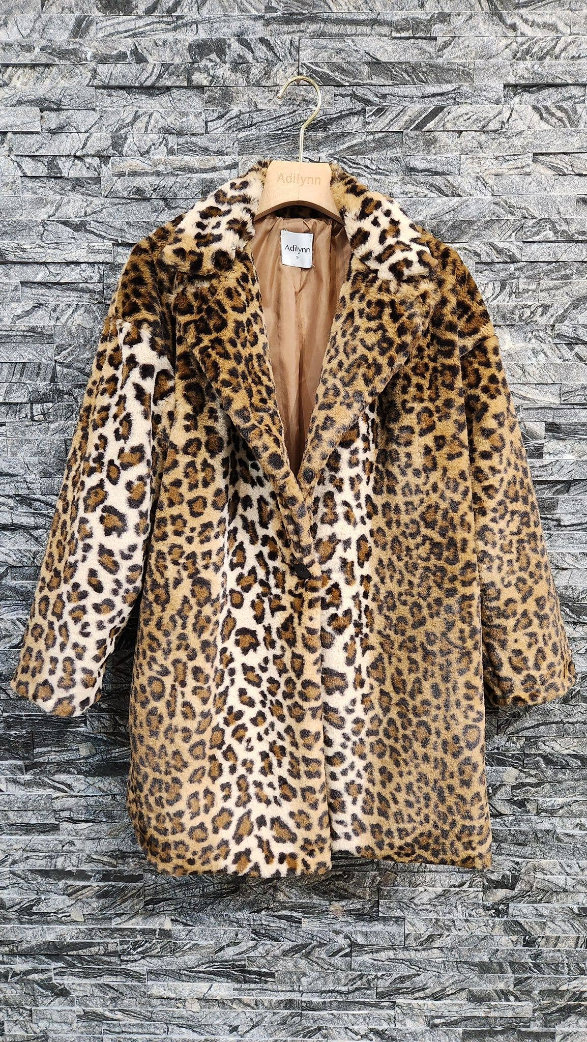 Aufdruck mit Tieren Weicher Mantel mit Leopardenmuster, Knöpfen und Taschen 81256 für den Großhandel auf Faire2