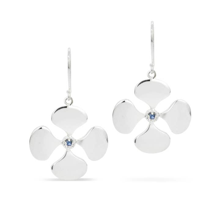 Silver Four Drop Blue Sapphire Dangle Earrings for wholesale by MezzeJewelry