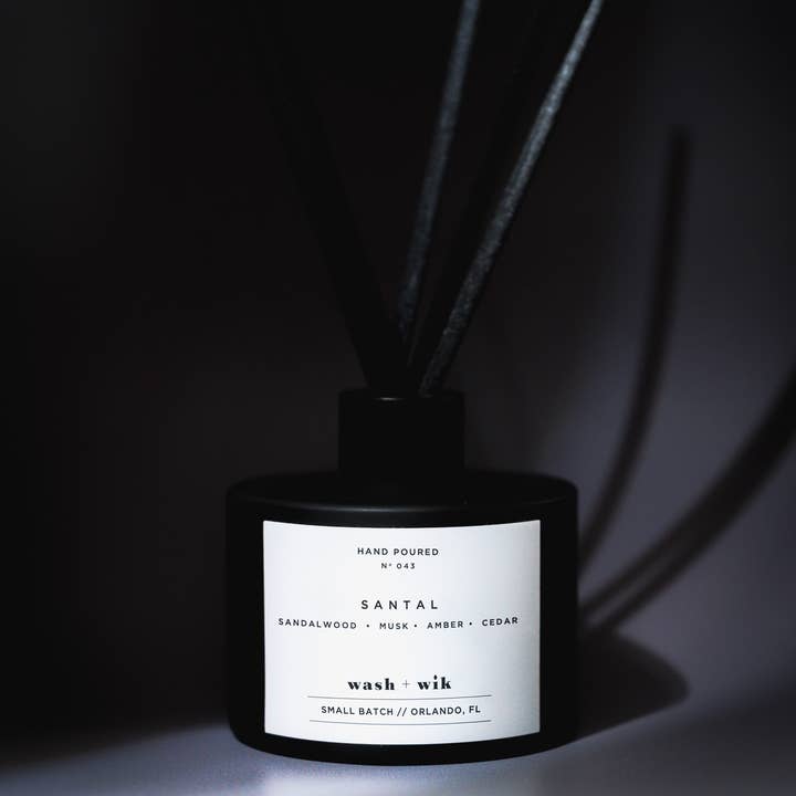 Wash and Wik - Wholesale Reed Diffuser - Santal | Reed Diffuser | Matte Black with Reeds