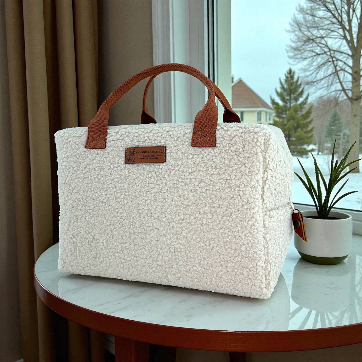 Emmanuel Création - Wholesale Lunch Bag/Box - Ice cube M insulated bag, "Bouclette" ecru