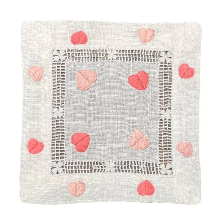 Hibiscus Linens - Wholesale Dinner & cloth napkin - Pink and Blush Hearts Cocktail Napkin0