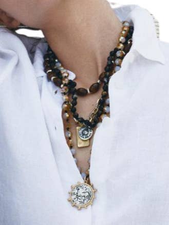 Beaded Boho Mixed 4 Necklaces- Coins, horse-Recycled Metal for wholesale by HoopLa