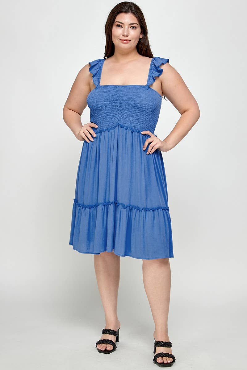 Haute Fox Plus Size & Contemporary - Vente Robe – femme - Robe midi smockée à plusieurs niveaux SS2308P-D7