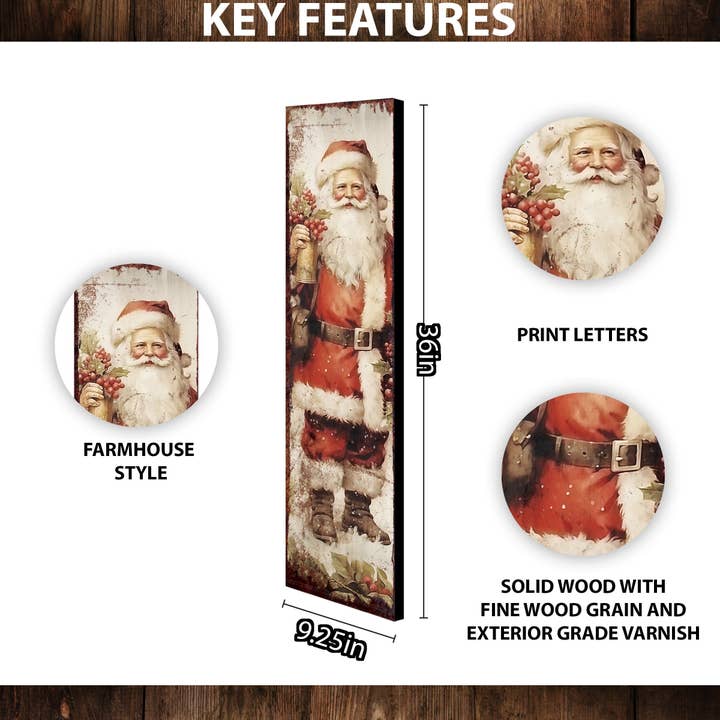 TX USA Corporation - Wholesale Christmas Decoration - Vintage Santa Christmas Porch Leaner | Farmhouse Welcome Sign1