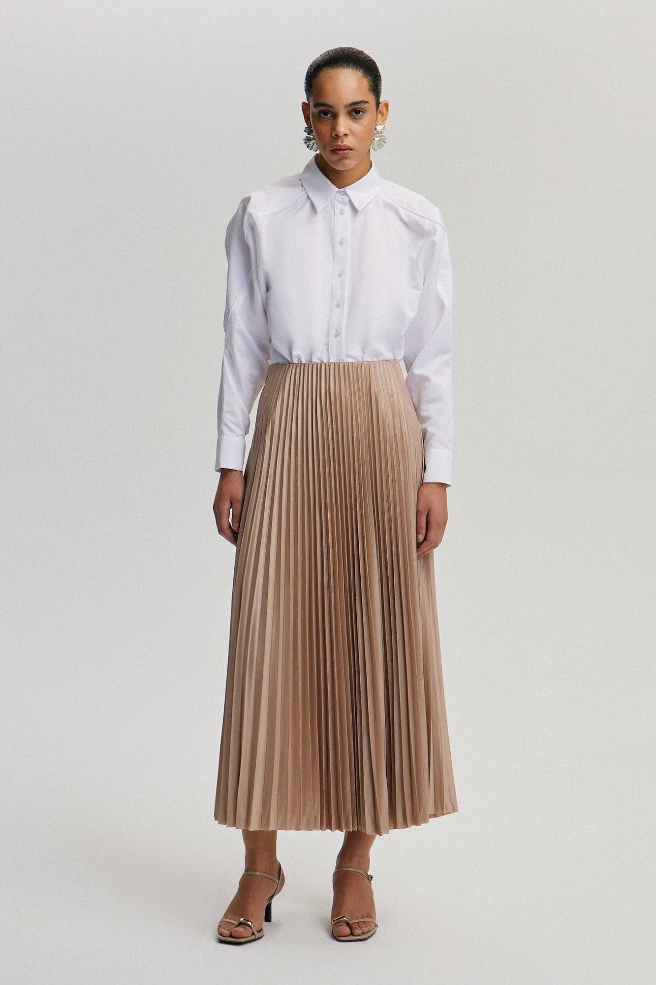 Mink PLEATED SKIRT - MAXI LENGTH, HIGH WAIST for wholesale on Faire1