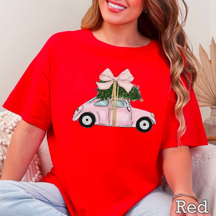 Shoppe SHC - Wholesale T-shirt (graphic) – women's - Pink Christmas Car Christmas 2025 Graphic Tee | Gildan22