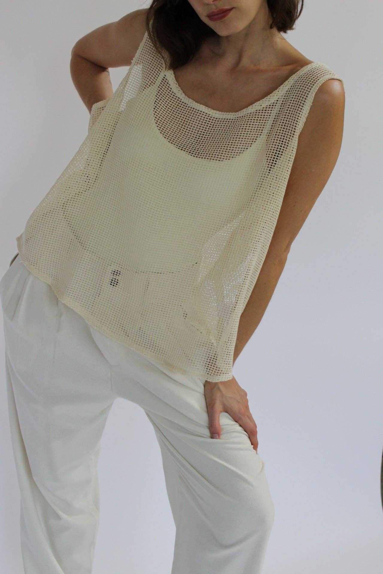Ecru Marni Netted Cotton Tank for wholesale on Faire6