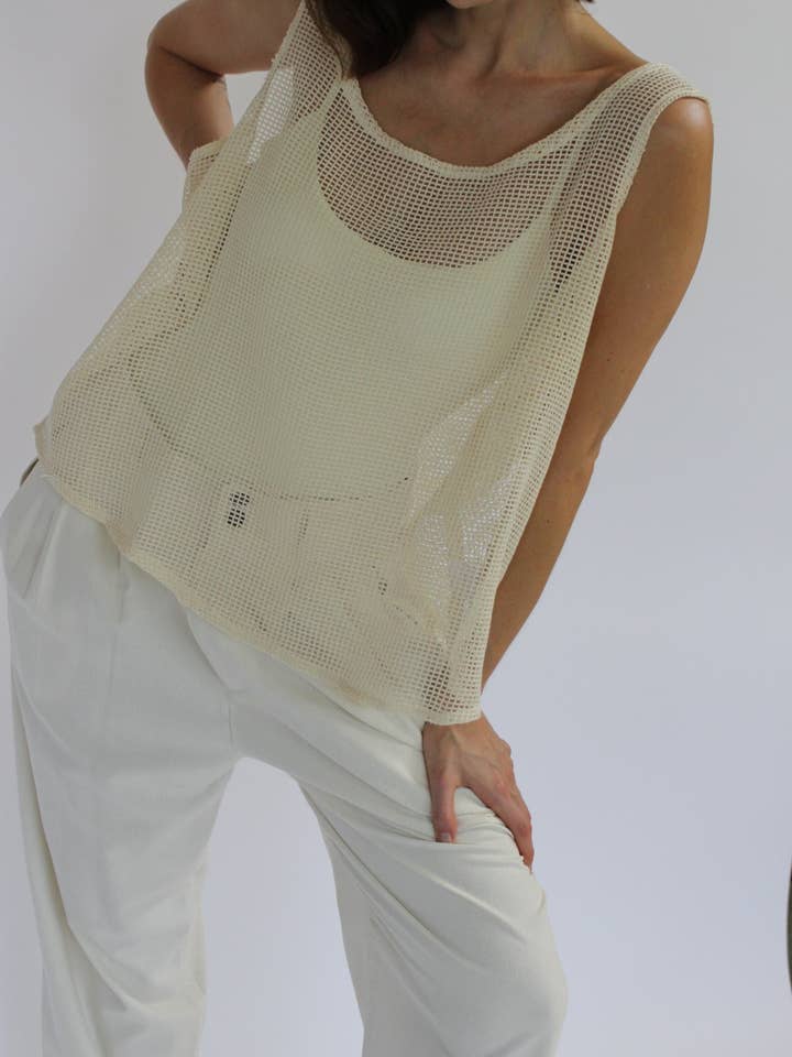 Ecru Marni Netted Cotton Tank for wholesale on Faire6