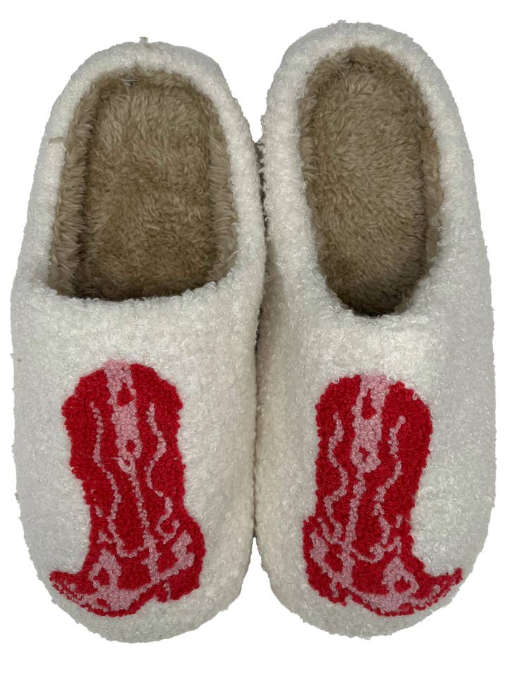 Girlie Girl Originals - Wholesale Slippers - Women's - SF-1120 Cowboy Boot Slippers White