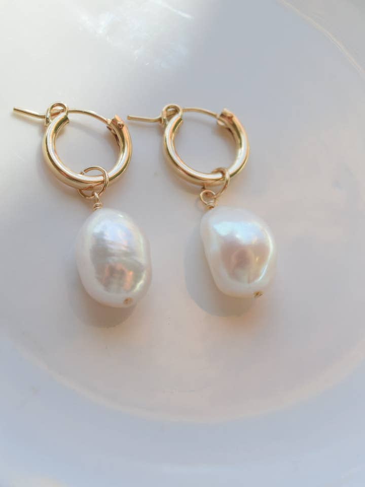 XL pearl hoops for wholesale by From The Sea & Me