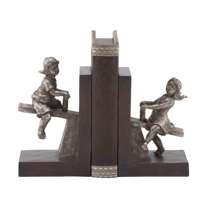 Import Corner - Wholesale Boekensteun - A-64717: BRUINE POLYSTONE MENSEN DECORATIEVE BOEKSTEUNEN MET SWI0