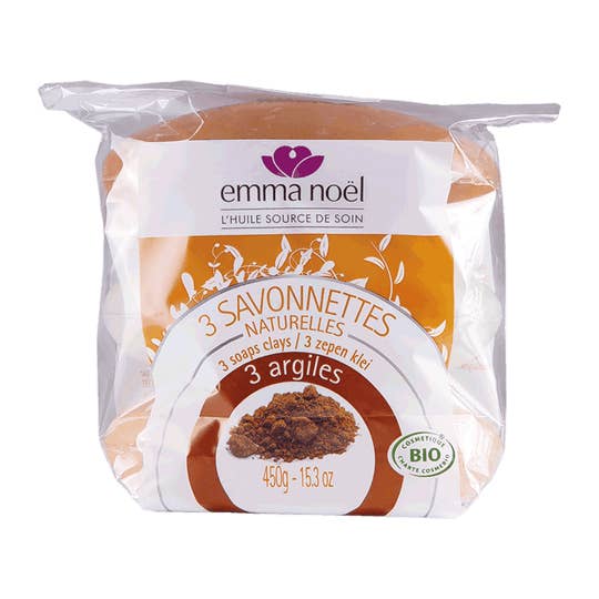 Savonnettes 3 argiles Bio 3x150g pour la vente par EMMA NOEL