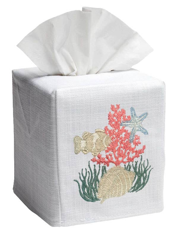 Jacaranda Living - Wholesale Tissue Box - Tissue Box Cover, Linen/Cotton, Embroidered1