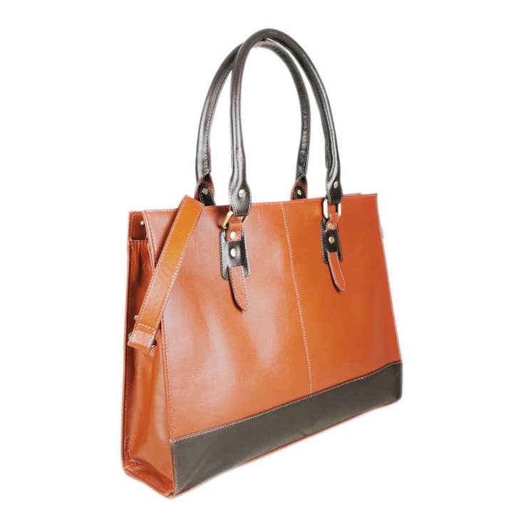 The Signature 17" Leather Laptop Bag, Brown for wholesale by GoodHides Ltd.