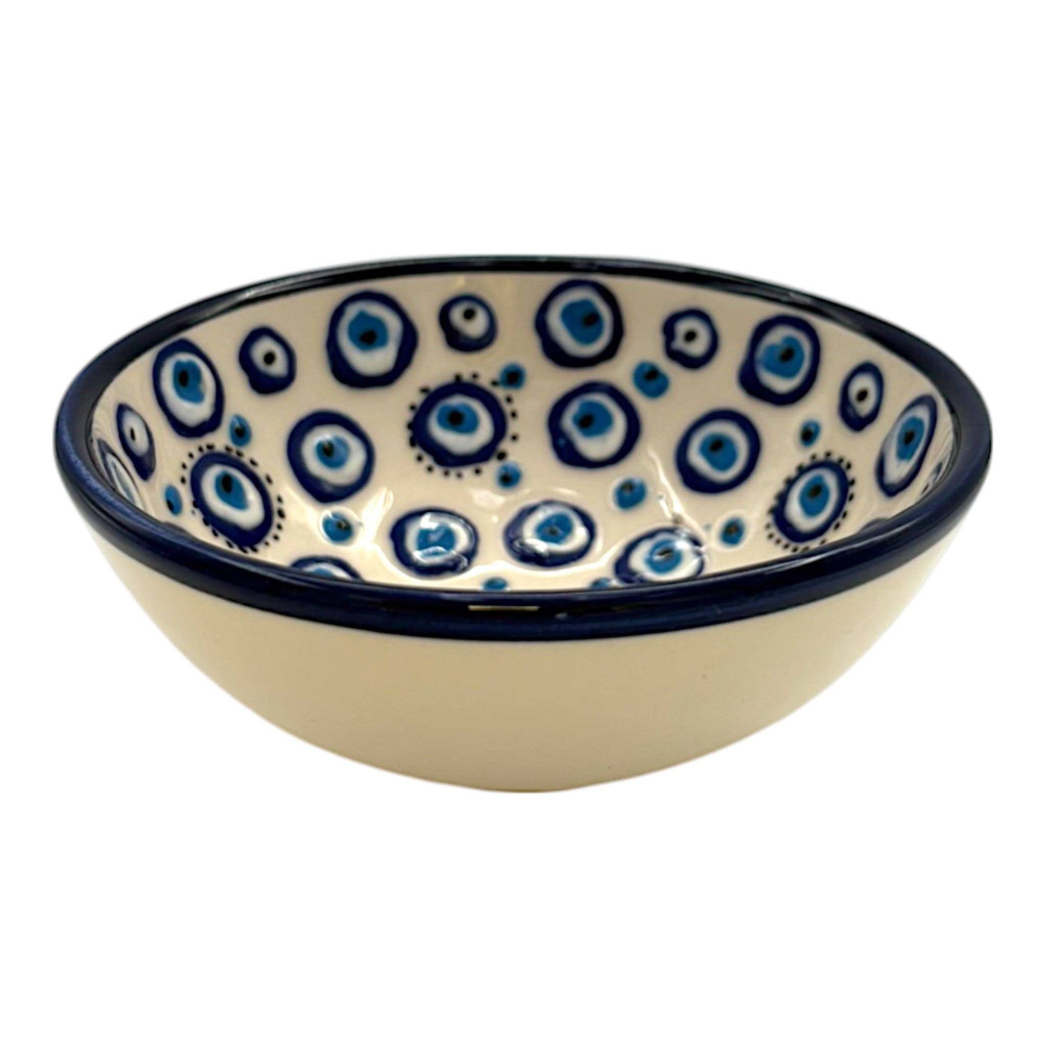 cotonIQ - Wholesale Bowl - Ceramic Bowl - Evil Eye - White - 12cm1