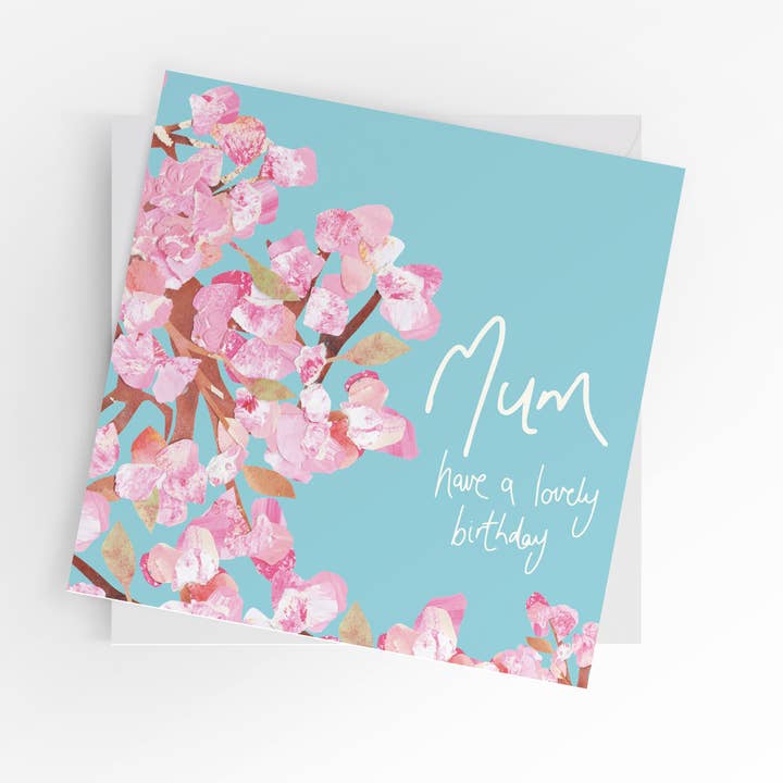 Biglietto di auguri per mamma, compleanno mamma, fiori di ciliegio per la vendita all'ingrosso da parte di Under the Willow Tree