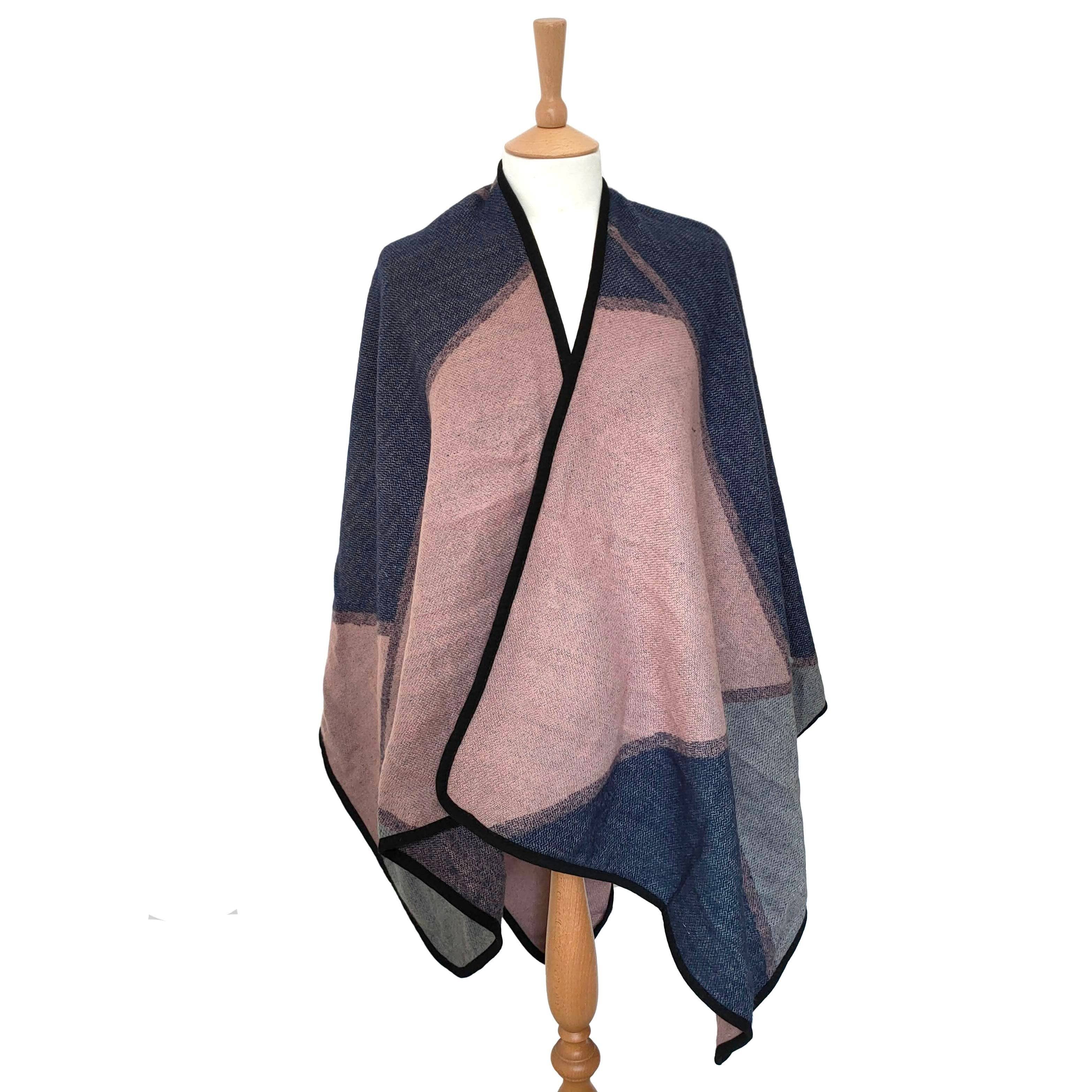 Black Ginger – wholesale Wrap - Dam – Stor sjal/omslag - rosa geometriska former (130x150cm)0