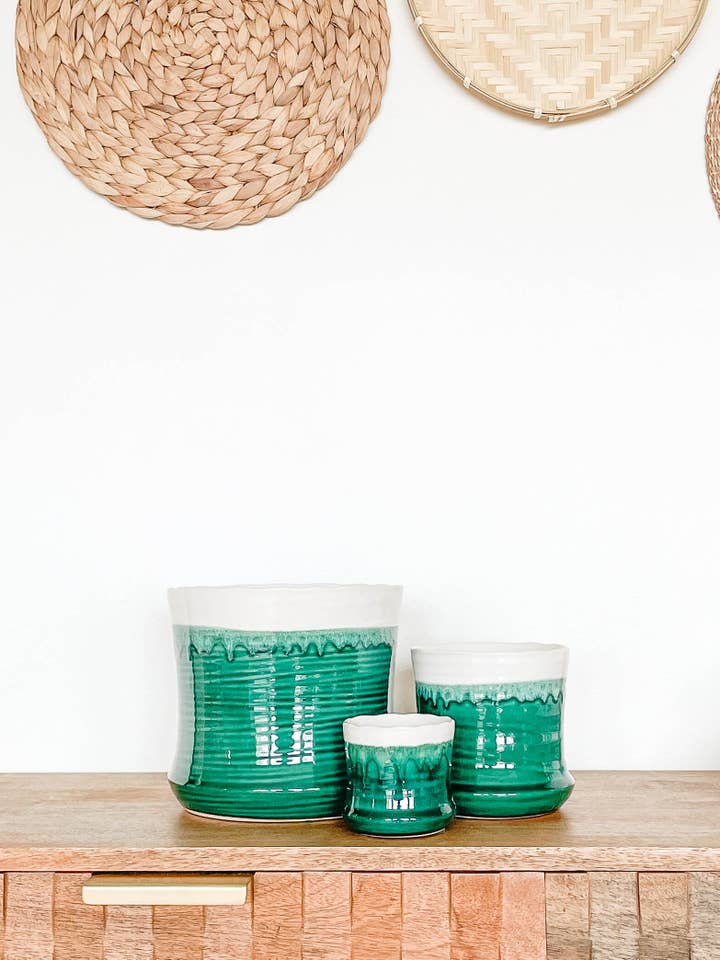 Thalia Ceramic Planter Pot, Includes Drainage Hole and Plug for wholesale by Hycroft Home Decor