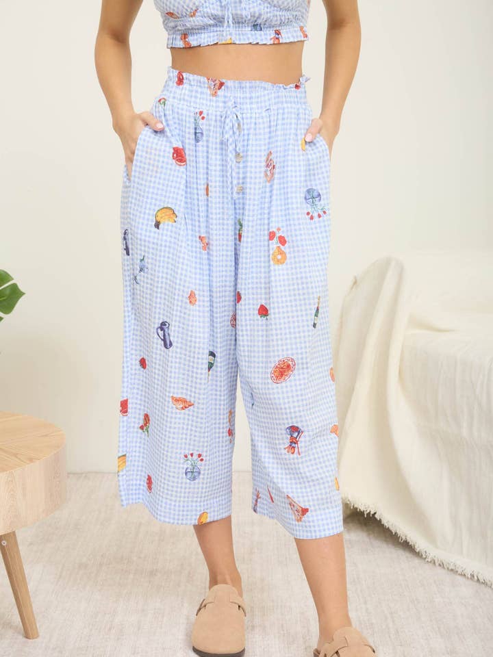 BRUNCH MOTIF GINGHAM CROPPED PANTS for wholesale by J.O.A