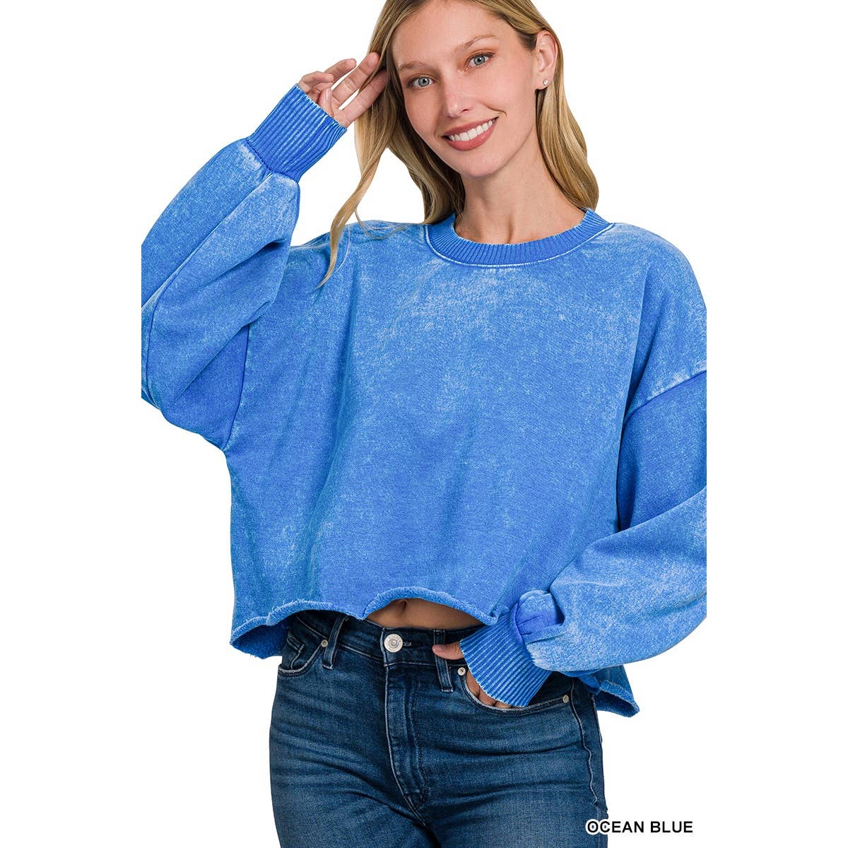Apolline – Großhandel Sweatshirt – Damen – Apolline Acid-Wash Fleece Cropped Pullover8