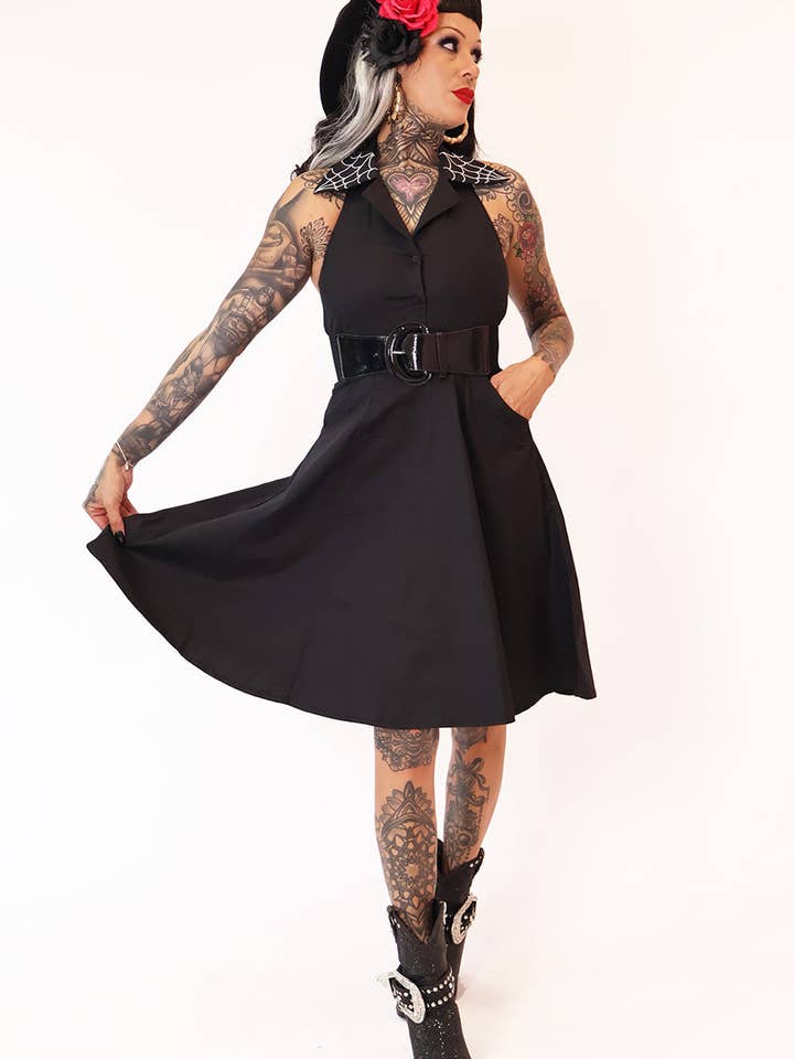 BONSAI KITTEN - Wholesale Dress – Women's - Elvira Black Swing Dress4