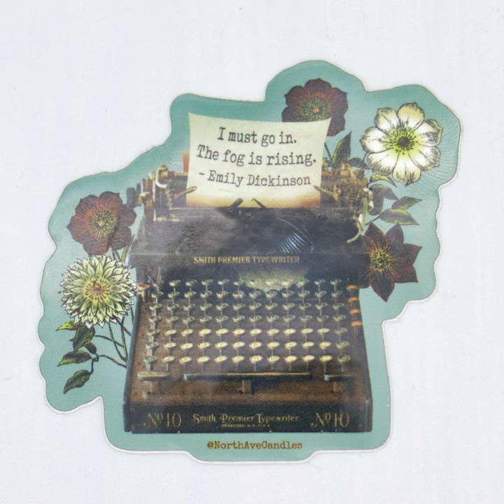 Bookish Vinyl Sticker / Emily Dickinson / Vintage Typewriter for wholesale by North Ave Candles