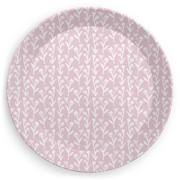 Ballet Pink Ivy Manor Melamine Plate Set for wholesale by Erin Donahue Tice