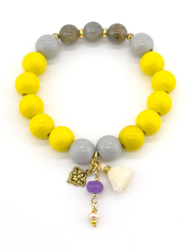 Bracelet Mala été en labradorite jaune pour la vente par samsara collection