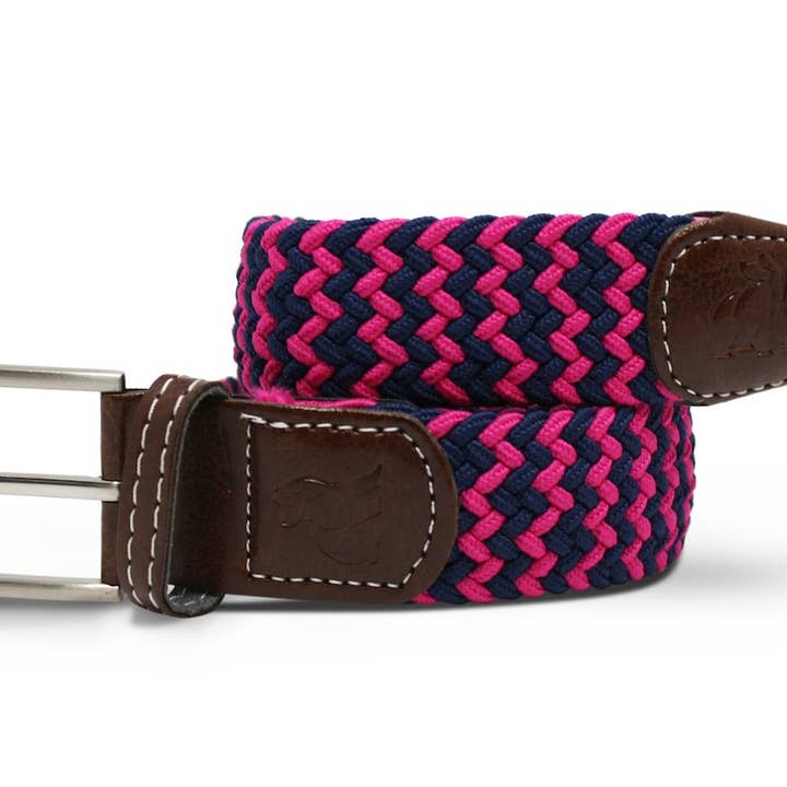 Vævet Bælte - Lyserød/Blå Zigzag for engroshandel hos Swole Panda