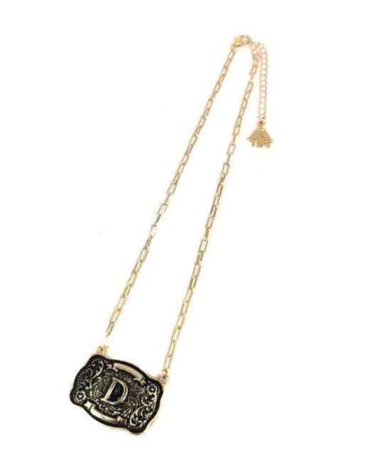 Snowing West - Wholesale Pendant/Charm Necklace - Western Belt Buckle Initial Necklace3