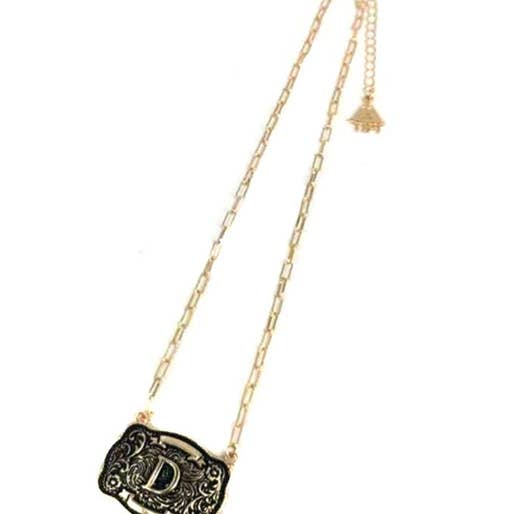 Snowing West - Wholesale Pendant/Charm Necklace - Western Belt Buckle Initial Necklace3