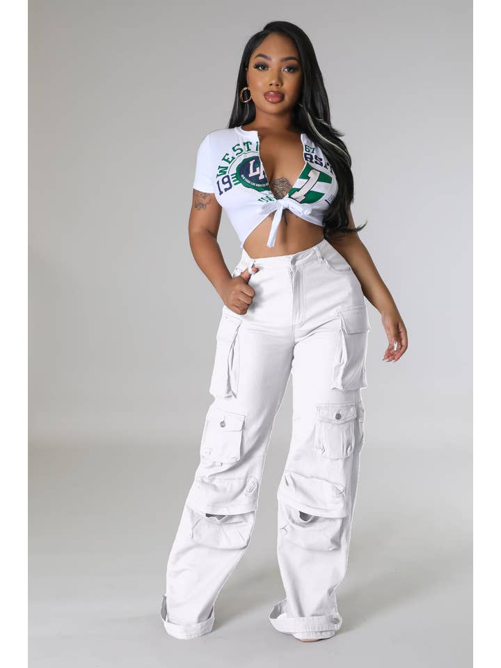 5besties inc - Wholesale Pants - Women's - MULTI POCKET FRONT DENIM CARGO PANTS8