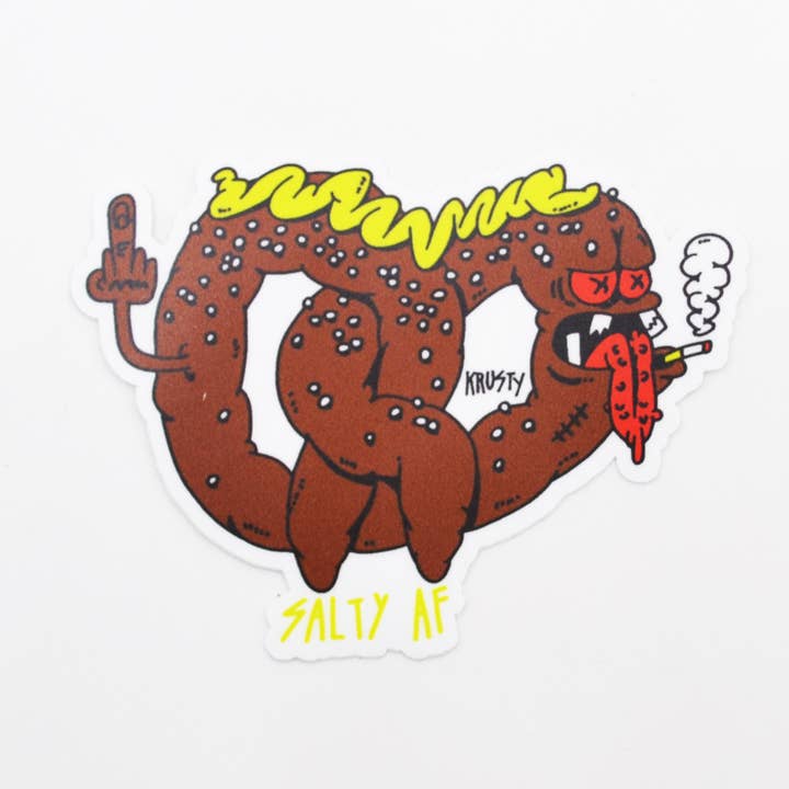 Salty AF Pretzel – Sticker for wholesale by Metal the Brand