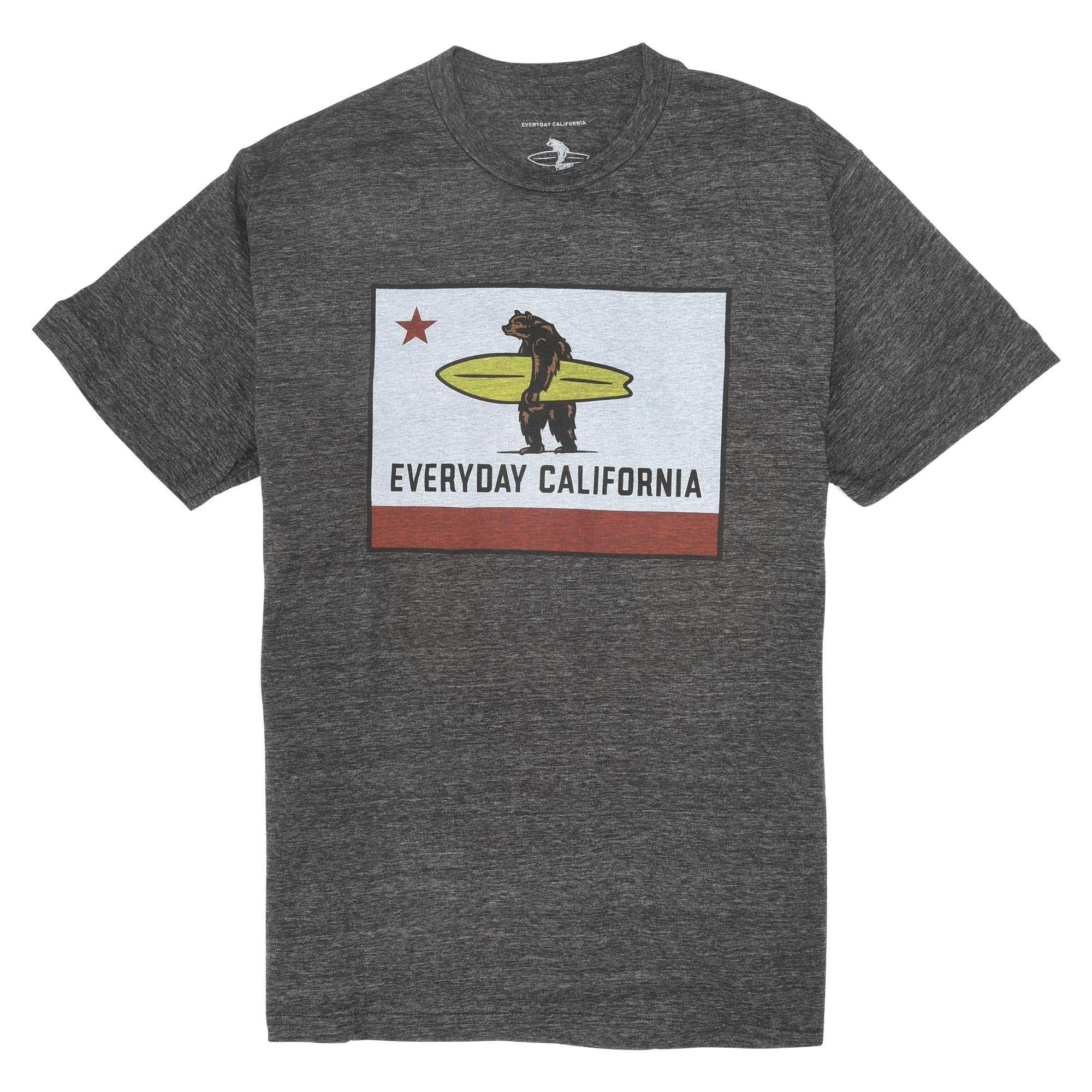 Everyday California - Wholesale Screen Printed T-Shirt - Men's - El Classico Tee - Unisex California Flag Surfing Bear Tee