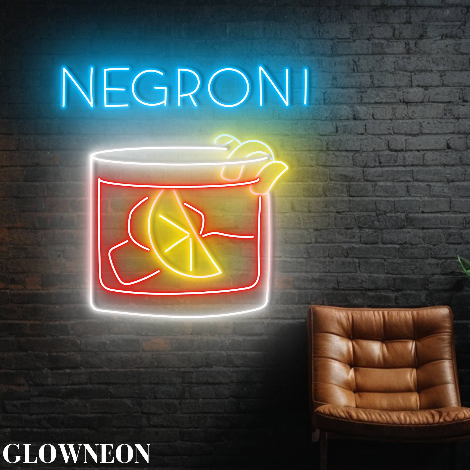 Glow Neon - Wholesale Neon sign - Negroni Cocktail Led Lights, Italian Negroni Cocktail Lights