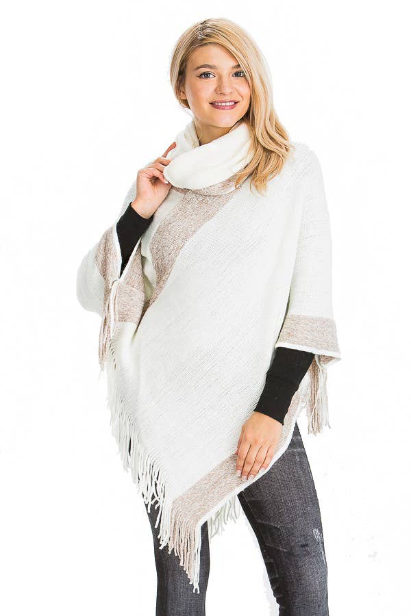Cap Zone – wholesale Poncho – Women's – Tinsel Cowl Neck Fringed Poncho14