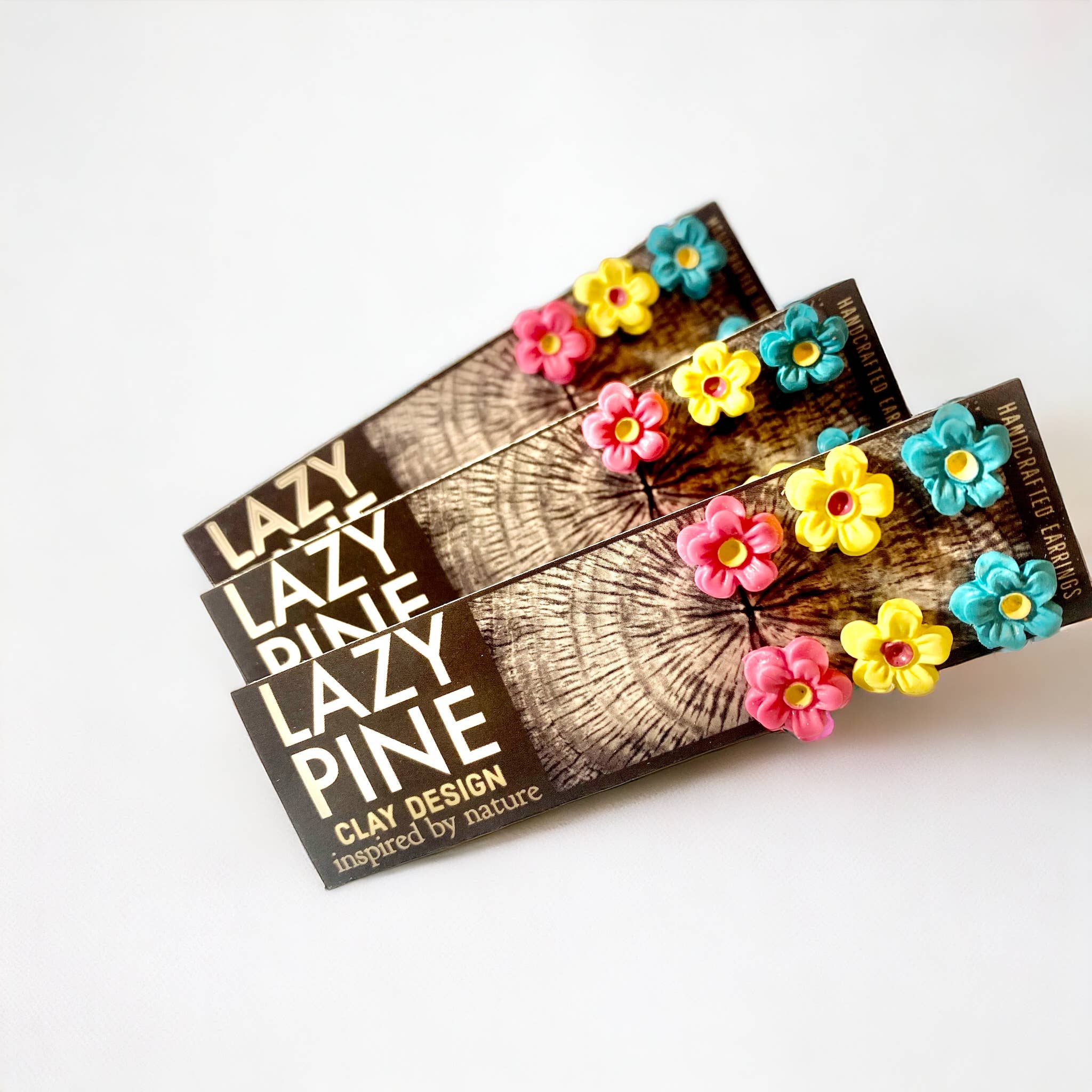 Lazy Pine Clay Design - Wholesale Jewelry Set - Multi Pack Handcrafted Flower Stud Set in PEEPS2