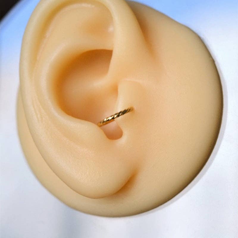 StockJWL - Wholesale Single Earring - Twisted Earrings Spiral Piercing  Spiral Earrings Helix  Ring  Crimped Steel for Tragus, Helix, Cartilage, and Lobe Gold and Silver1