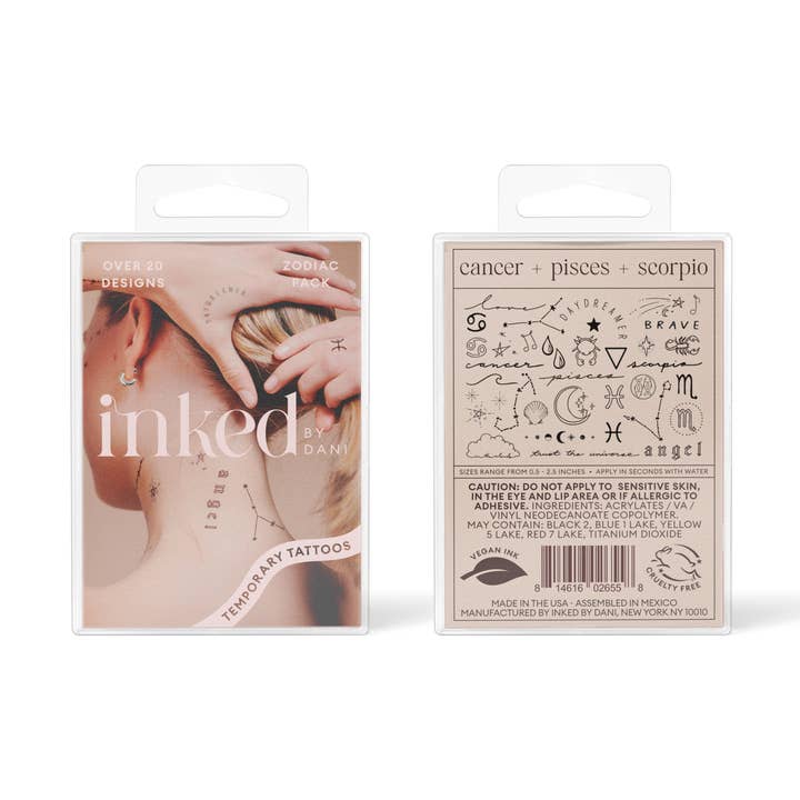INKED by Dani - Wholesale Temporary Tattoo - Zodiac Collection: Water Signs Temporary Tattoo Pack0