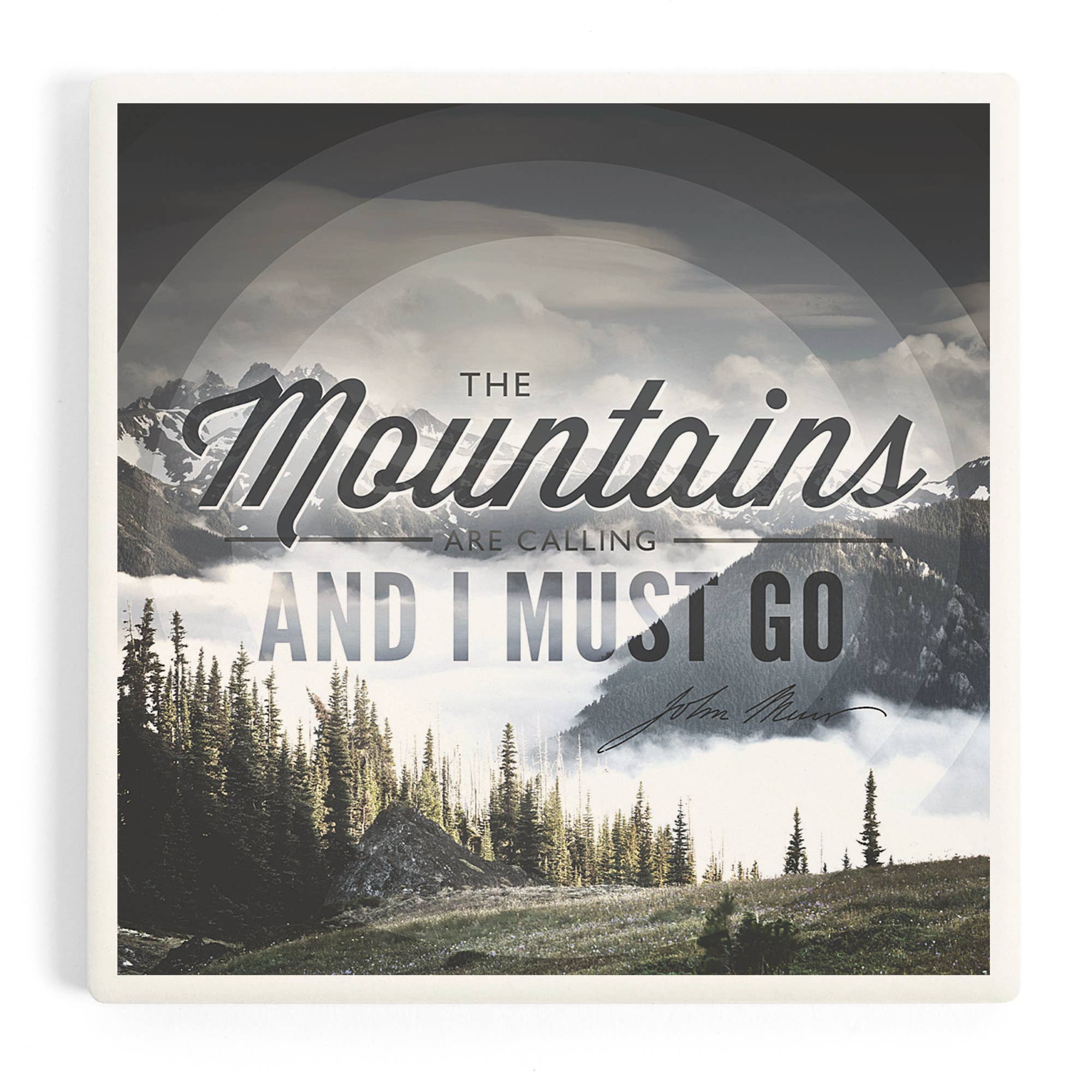Lantern Press – wholesale Coasters – Ceramic Coaster John Muir, The Mountains are Calling, Con…0