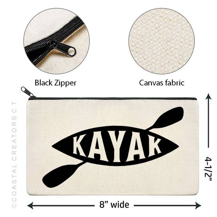 Coastal Creators of Connecticut - Wholesale Pouch - Women's - Kayak Cutout Multi-Use Canvas Zipper Storage Bag