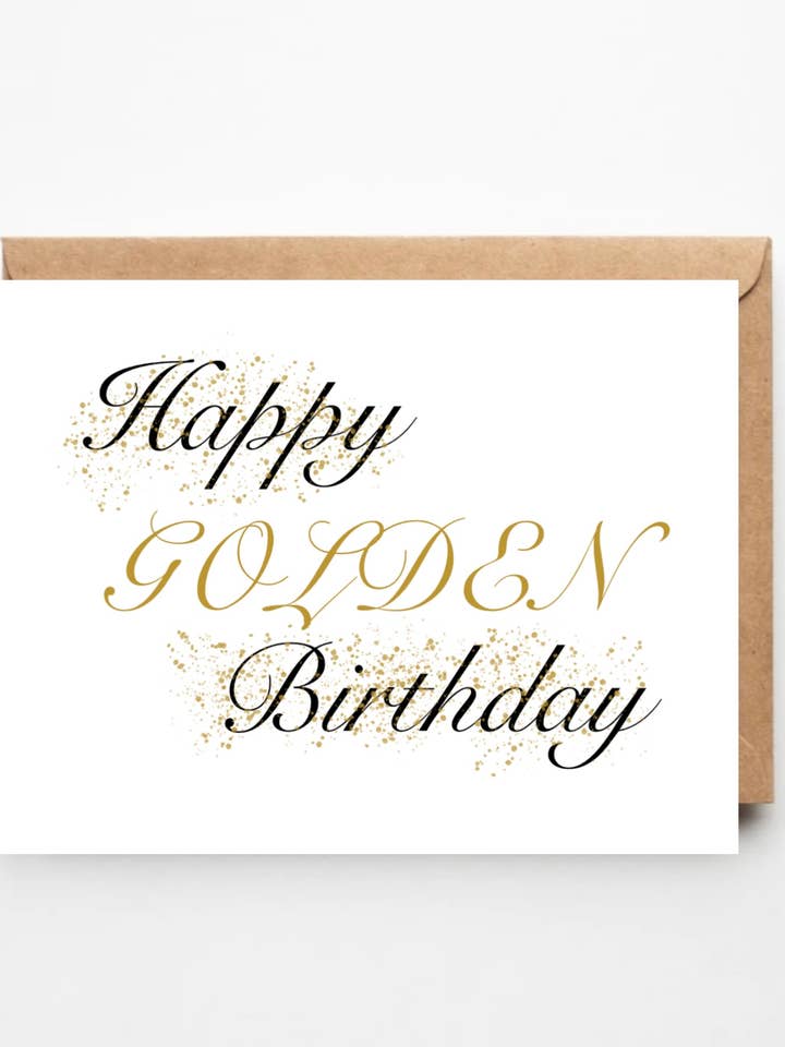 Golden Birthday card for wholesale by Created by LG designs LLC