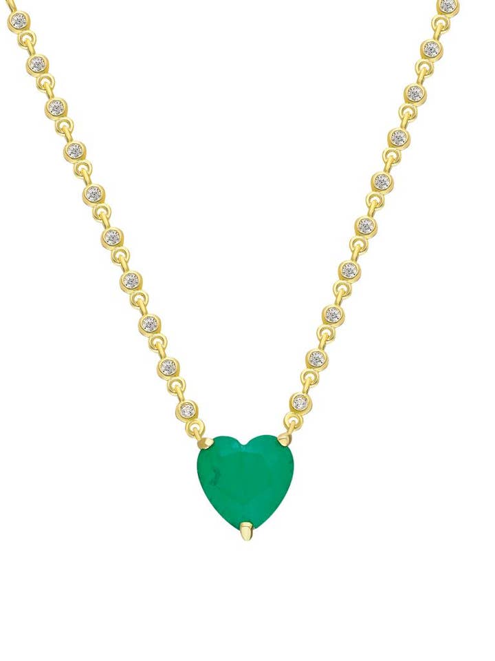 Emerald Heart Diamondette Chain Necklace for wholesale by ALEXIS DAOUD JEWELRY
